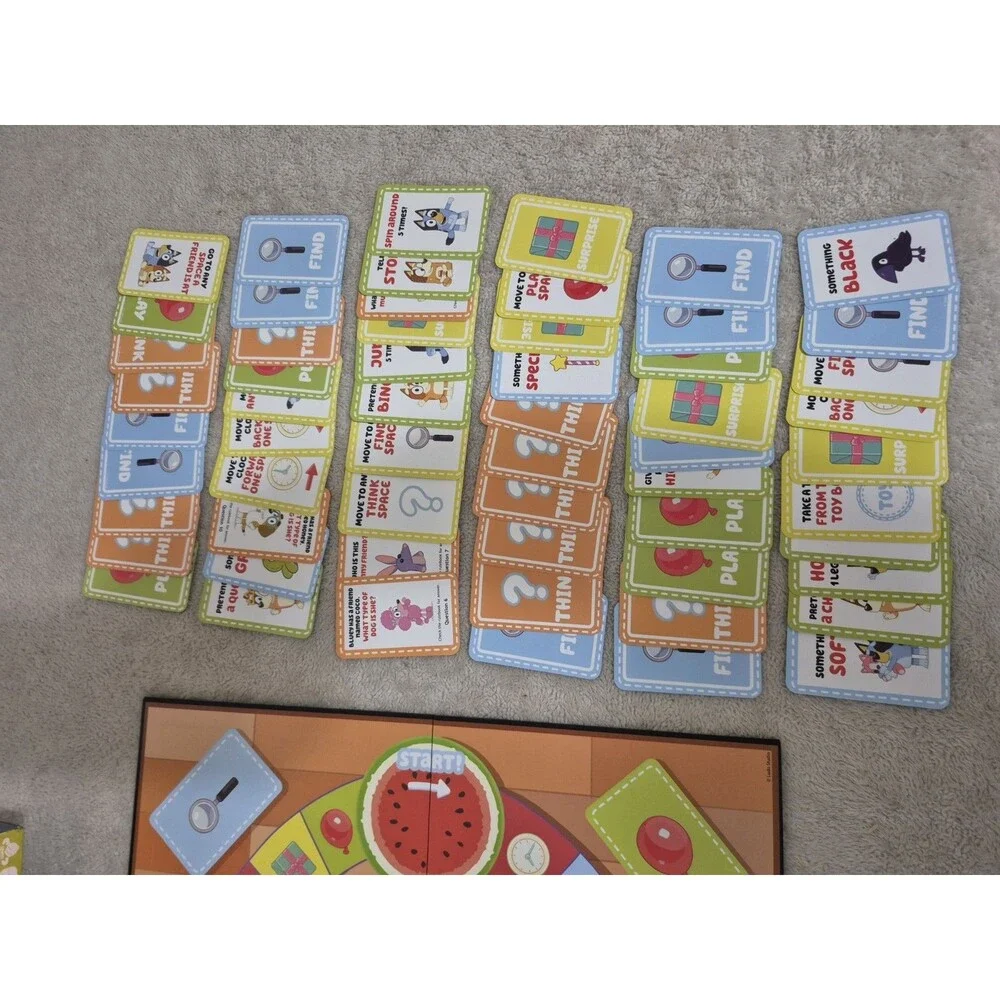 Bluey Scavenger Hunt Board Game Moose Toys Figures Cards Family Kids INCOMPLETE